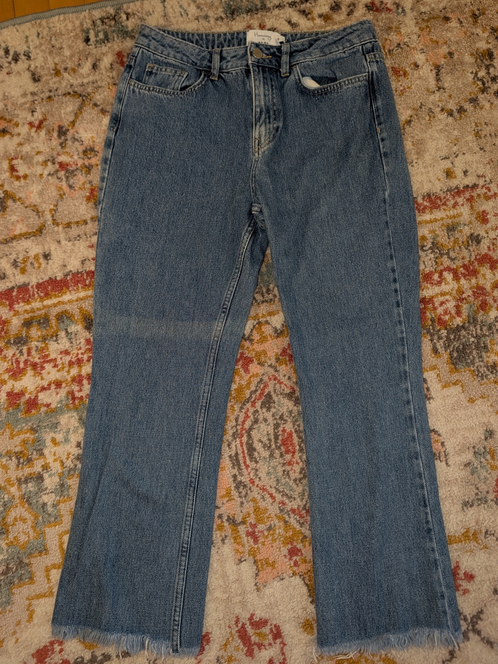 NA-KD Hannahlicious Womens High-Rise Cropped Straight-Leg Jeans Med Blue